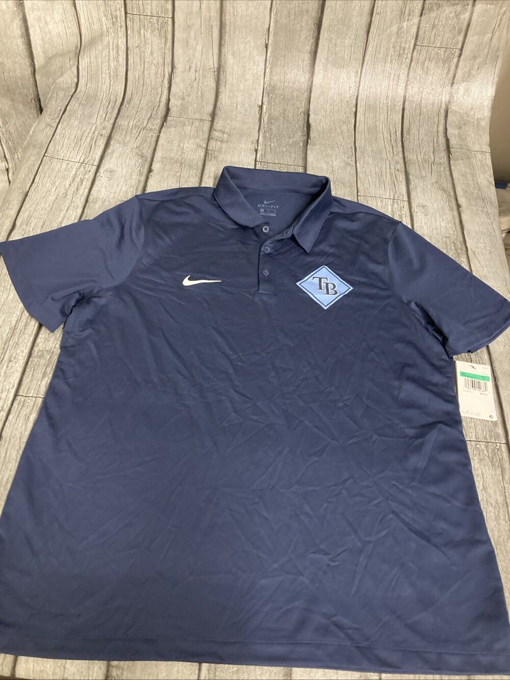 NWT Men’s Nike Tampa Bay Rays Diamond Logo Polo Shirt Dri Fit XL Navy X-Large